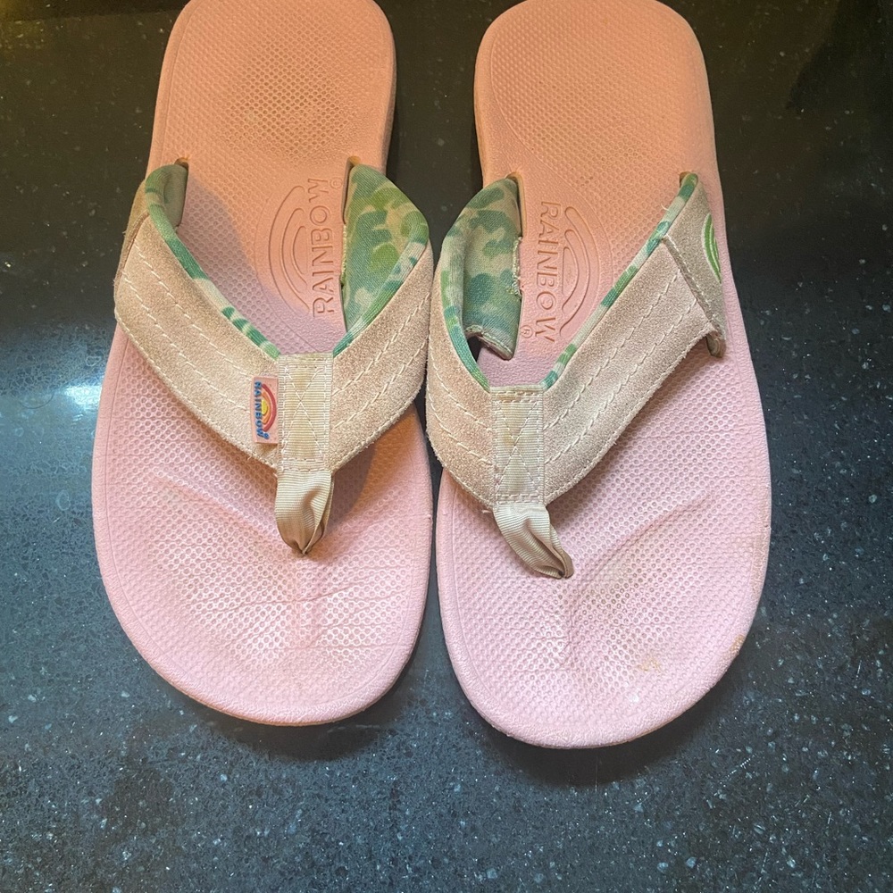 Rainbow flip flops